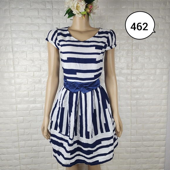 sd&nx Dresses & Skirts - SD&NX Large Junior Blue Stripe Dress – Formal Casual Mini Dress